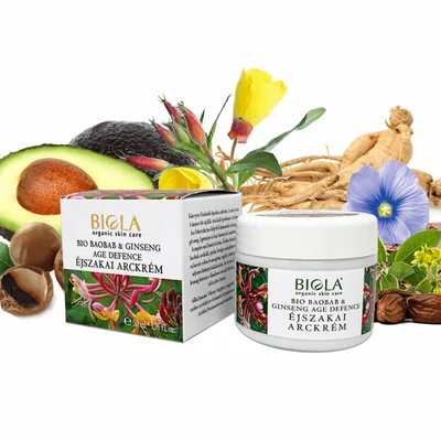 Biola Bio Baobab &amp; Ginseng Age Defence éjszakai arckrém (50 ml)