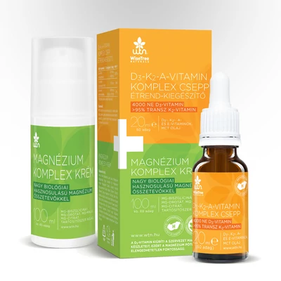 Wise Tree Naturals D3-K2-A-Vitamin komplex (60 adag) + Magnézium krém (100 ml)