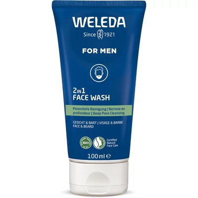 Weleda 2in1 frissítő arclemosó férfiaknak arcra és szakállra (100 ml)