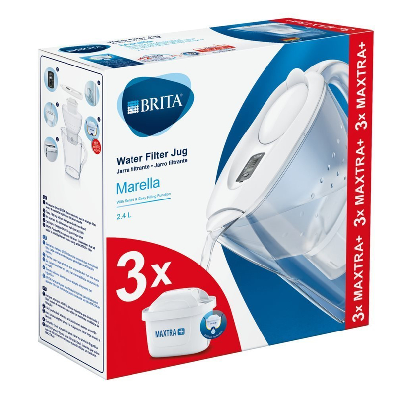 BRITA Marella Vízszűrő kancsó + 3 db szűrőbetét - fehér (1 db)