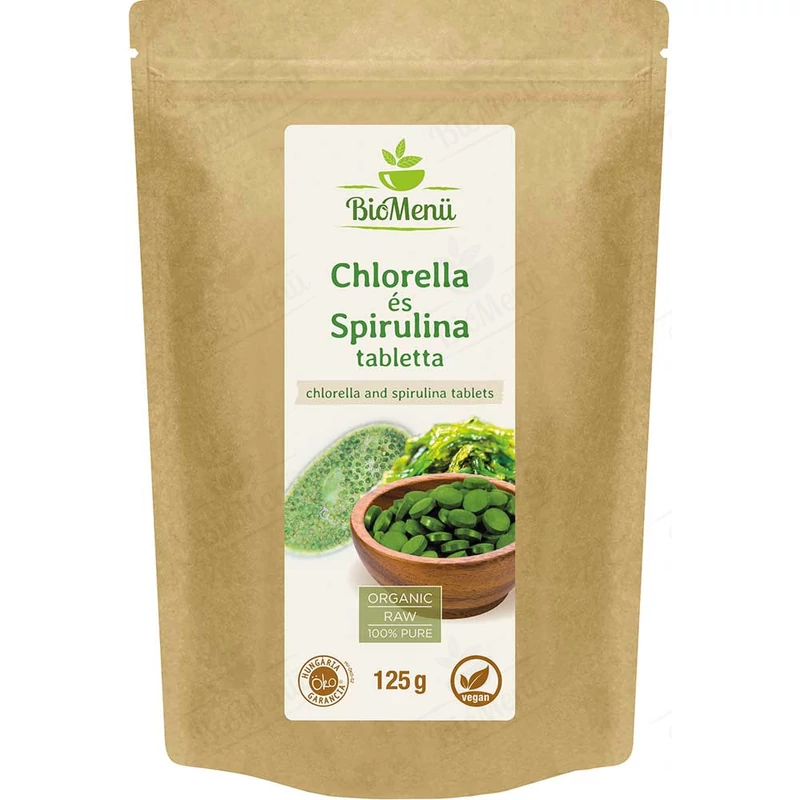 BioMenü Bio Chlorella és Spirulina alga tabletta (125 g)
