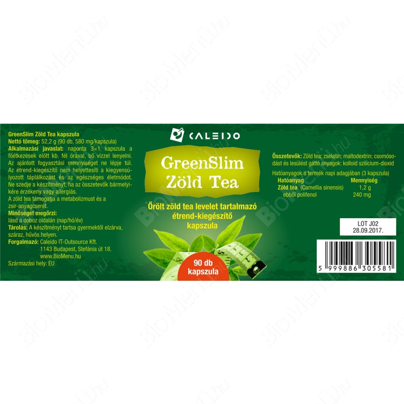 Caleido GreenSlim Zöld Tea kapszula 580 mg-os (90 db)