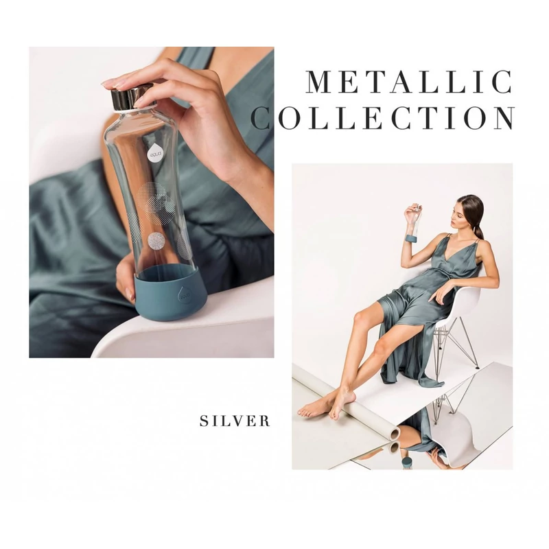 EQUA Metallic üvegkulacs - silver (550 ml)