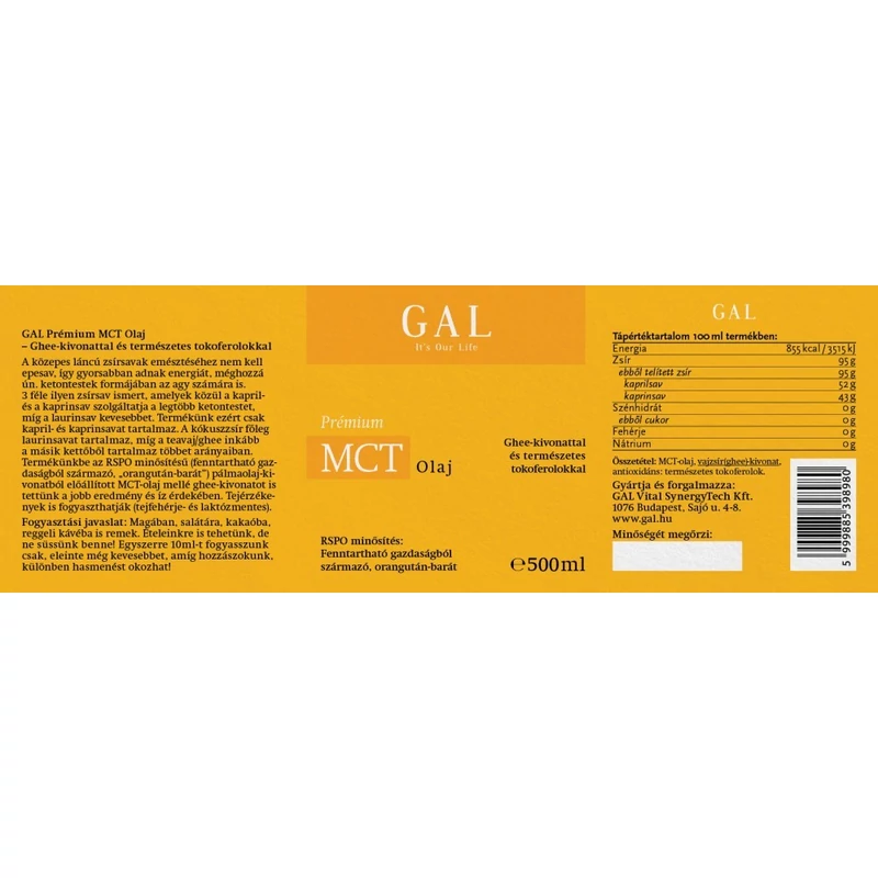 GAL MCT olaj ghee-kivonattal (500 ml)