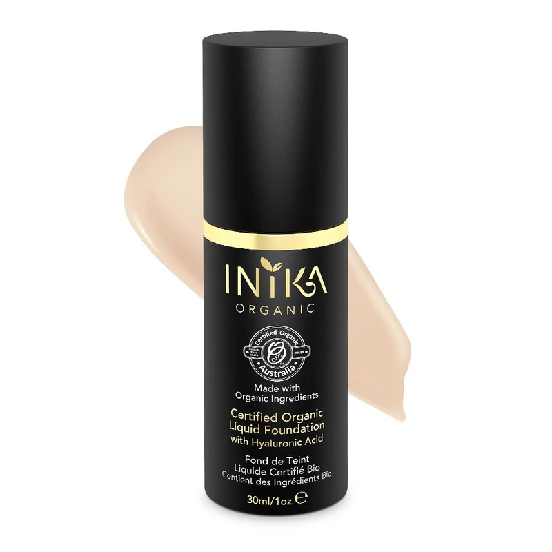 INIKA Organikus folyékony alapozó hyaluronsavval - porcelain (30 ml)