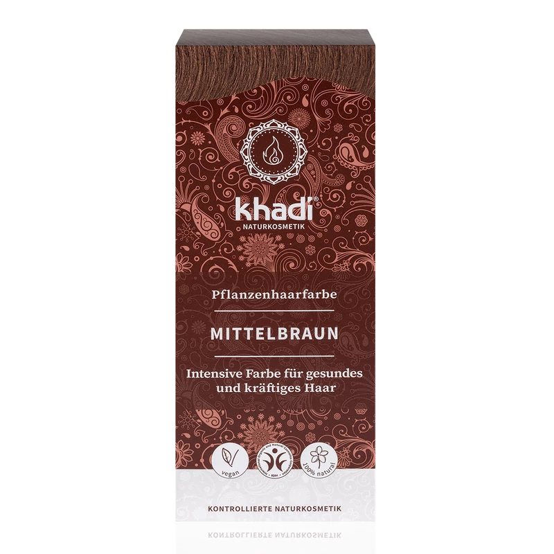 Khadi Növényi hajfesték por középbarna (100 g)