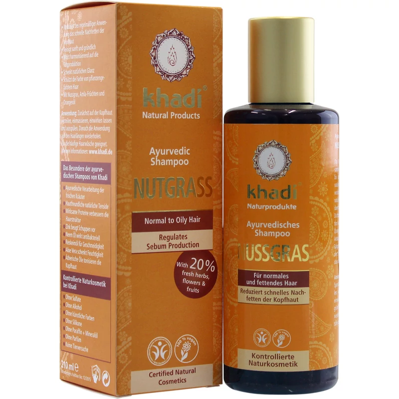 Khadi Ayurvédikus bio sampon - mandulafű (normál és zsíros hajra)