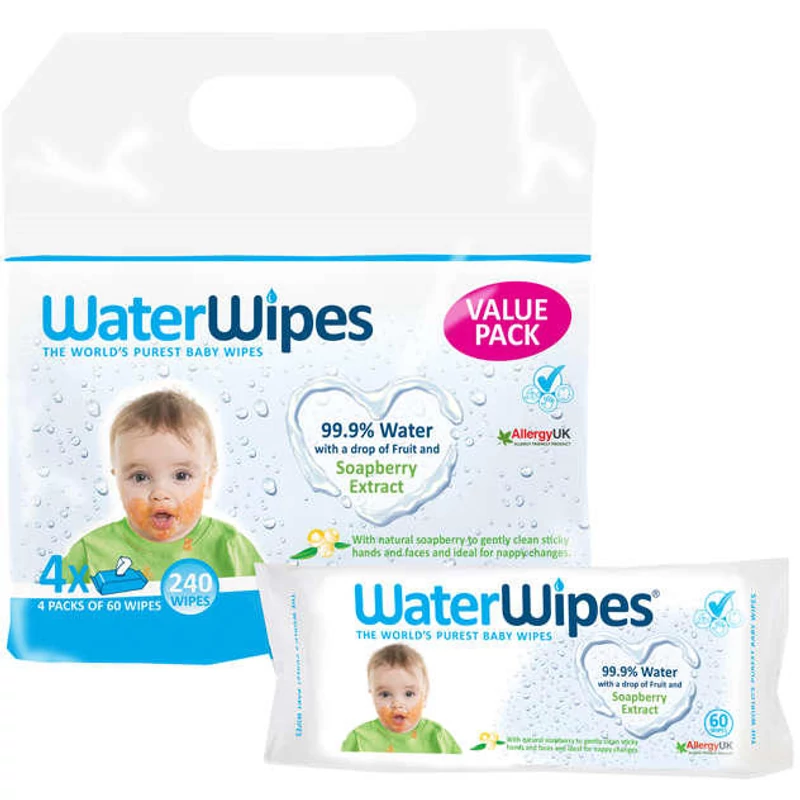 Waterwipes Soapberry (szappanbogyós) törlőkendő - value pack (4×60 db)