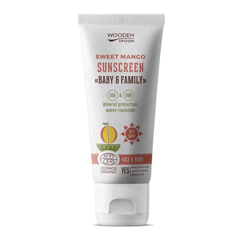 Wooden Spoon Bio naptej és testápoló mangóval SPF50 (100 ml)