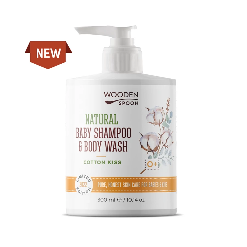 Wooden Spoon Natural - Baba sampon és tusfürdő - Cotton kiss (300 ml)